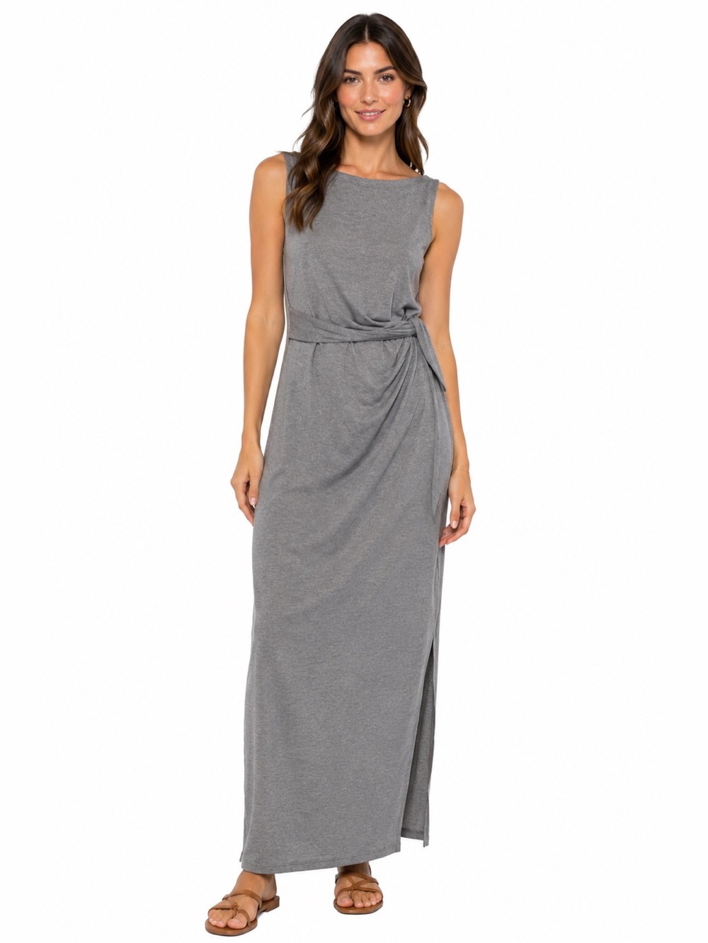 Kut from the Kloth Minimalist Gray Jersey Knit Maxi Dress Large Casual Chic